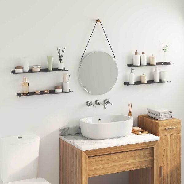 vidaXL Ležeča polica 4 pcs Črna 60 x 8,5 x 2,5 cm Jeklo