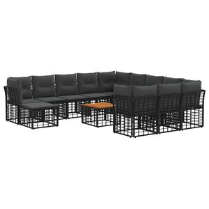 vidaXL Zunanja garnitura za sedenje 13 pcs Črna in Temno siva