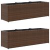 vidaXL Vrtna korita s 3 lonci 2 kosa rjava 105x30x32 cm poli ratan
