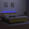 vidaXL Box spring postelja z vzmetnico LED zelena 160x200 cm blago