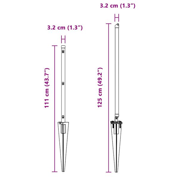 vidaXL Steber ograje. Drugo 26 pcs Siva 3,2 x 3,2 x 80 cm Jeklo