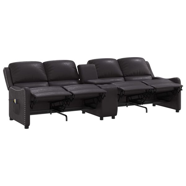 vidaXL Masažni štirised z držali za skodelico črno sijoče umetno usnje