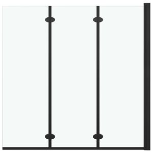 vidaXL Zložljiva pregrada za tu&scaron; s 3 paneli ESG 130x138 cm črna