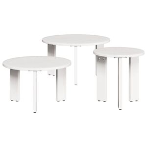 vidaXL Klubska miza 3 kos Bela 47,5 x 47,5 x 27 cm Trdna borovina