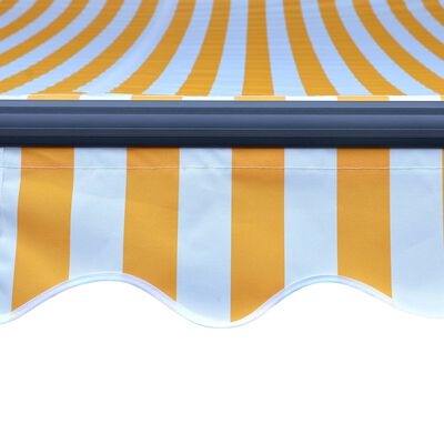 vidaXL Zložljiva tenda s senzorjem LED 400x300 cm rumena in bela