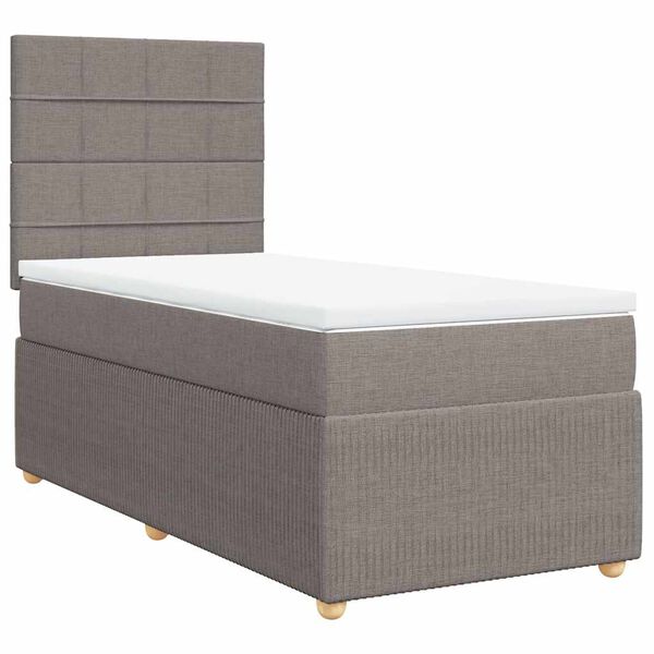 vidaXL Box spring postelja z vzmetnico taupe 100x200 cm blago