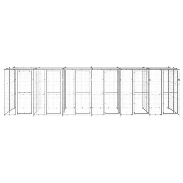 vidaXL Zunanji pasji boks pocinkano jeklo s streho 14,52 m²