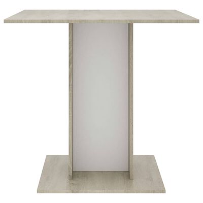 vidaXL Jedilna miza bela in sonoma hrast 80x80x75 cm iverna plošča