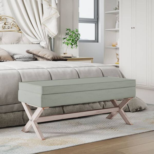 vidaXL Stolček s prostorom za shranjevanje svet. siv 110x45x49cm žamet