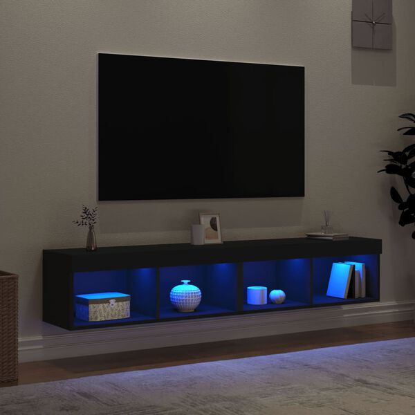 vidaXL TV omarice z LED lučmi 2 kosa črna 80x30x30 cm