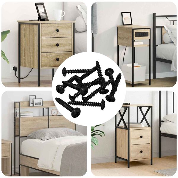 vidaXL Žebelj za tapkanje 12 pcs Črna M4 x 28 mm Jeklo