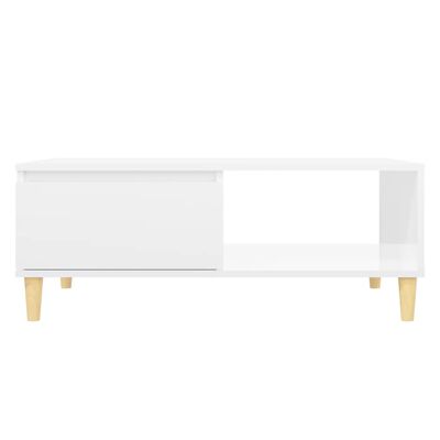 vidaXL Klubska mizica visok sijaj bela 90x60x35 cm iverna plošča