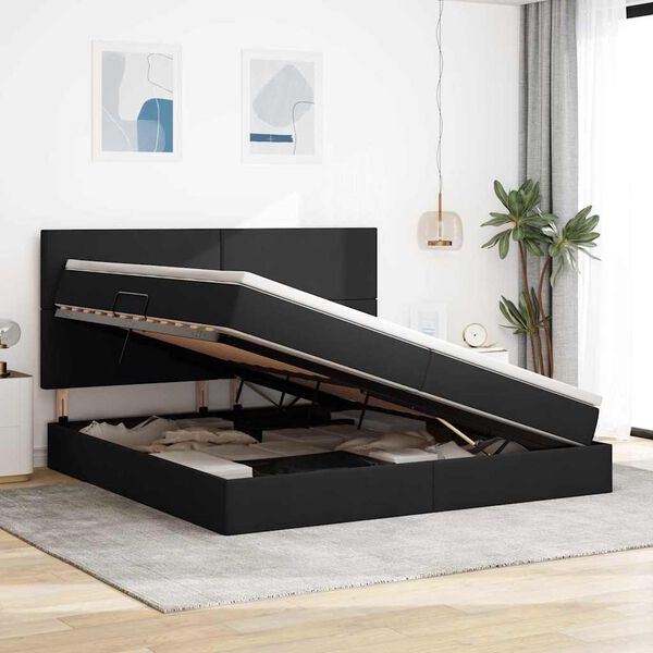 vidaXL Postelja z dodatnim prostorom za shranjevanje in LED osvetlitvijo