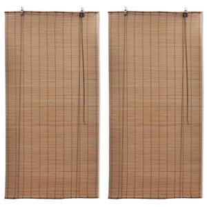 vidaXL Rolo senčilo iz bambusa 2 kosa 150x220 cm rjave barve