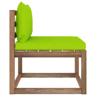 vidaXL Vrtni sredinski kavč iz palet s svetlo zelenimi blazinami