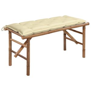 vidaXL Zložljiva vrtna klop z blazino 118 cm bambus