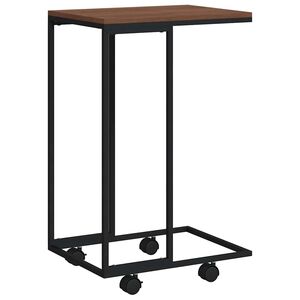 vidaXL Stranska mizica s kolesi črna 40x30x63,5 cm konstruiran les