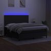 vidaXL Box spring postelja z vzmetnico LED črna 180x200 cm blago