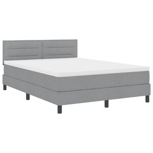 vidaXL Postelja z vzmetnico z vzglavjem Svetlo siva 160 x 200 cm blago