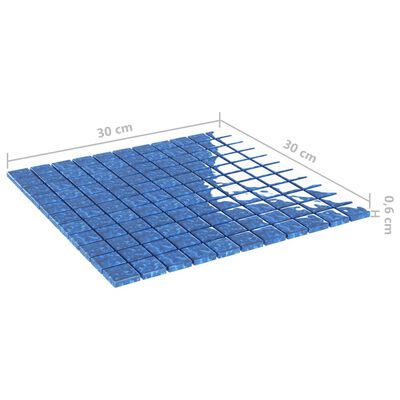vidaXL Mozaik ploščice 11 kosov modre 30x30 cm steklo