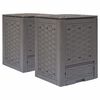 vidaXL Vrtni kompostnik 2 kosa rjavi 60x60x83 cm 600 L plastični ratan