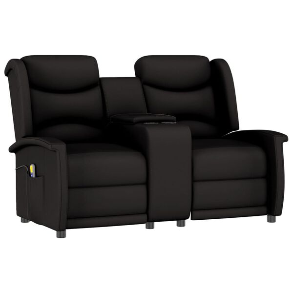 vidaXL Masažni dvosed z držali za skodelico črn