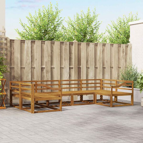 vidaXL Zunanja garnitura za sedenje 6 pcs Naravna Masiven les akacije