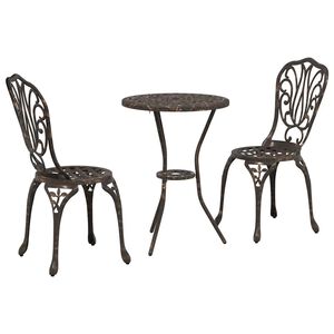 vidaXL Vrtnik Bistro Set 3 kos Bronasta Aluminij