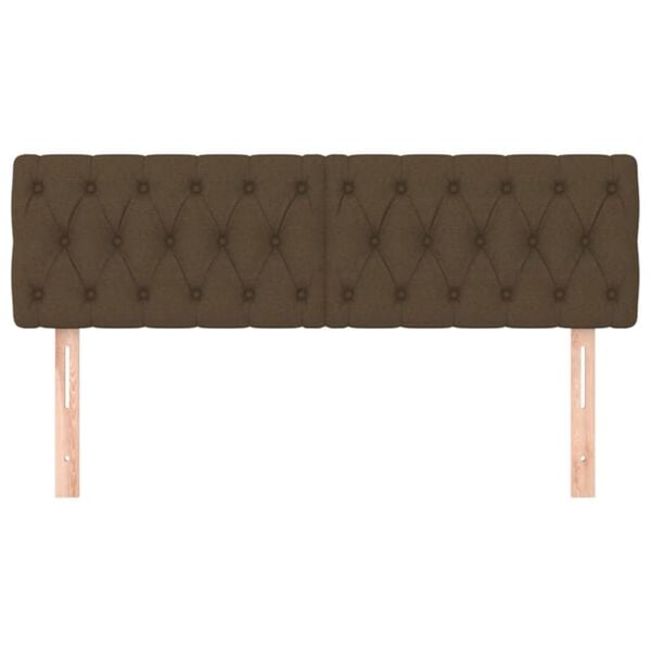vidaXL Posteljno vzglavje temno rjava 144x7x78/88 cm blago