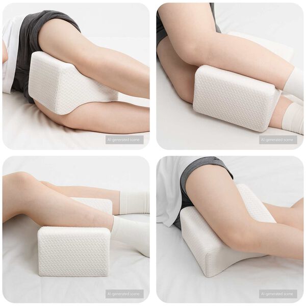 vidaXL Knee Pillow Bela Spominska pena in poliester 26 x 21,5 x 15 cm