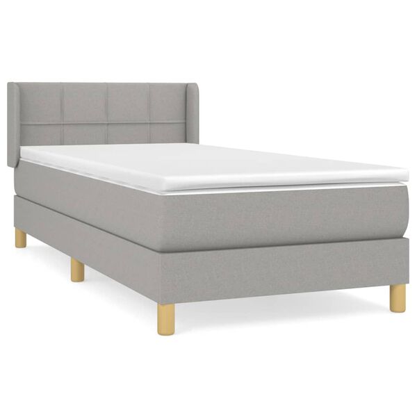 vidaXL Box spring postelja z vzmetnico svetlo siva 80x200 cm blago