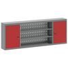vidaXL Omarica za orodje s polico Rdeča in siva 150 x 20 x 55 cm