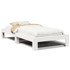 vidaXL Posteljni okvir brez vzmetnice bel 75x190 cm trdna borovina