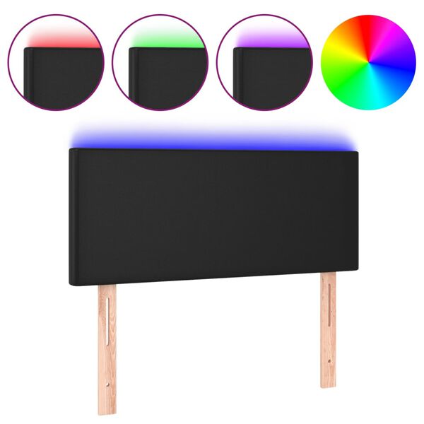 vidaXL LED posteljno vzglavje črno 90x5x78/88 cm umetno usnje