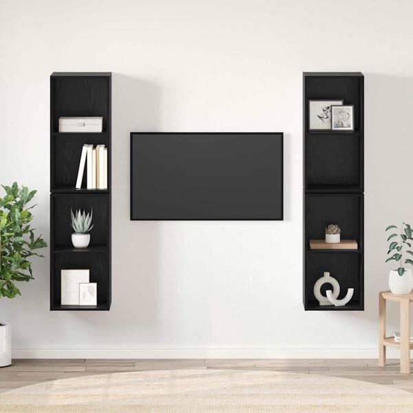 vidaXL Komplet TV omaric 4 pcs Črna Orehovina 37 x 37 x 72 cm