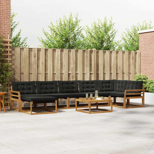 vidaXL Zunanja garnitura za sedenje z blazino 22 pcs Naravna in črna