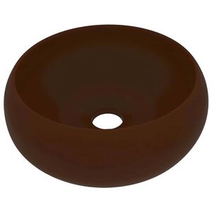 vidaXL Razko&scaron;en umivalnik okrogel mat temno rjav 40x15 cm keramičen