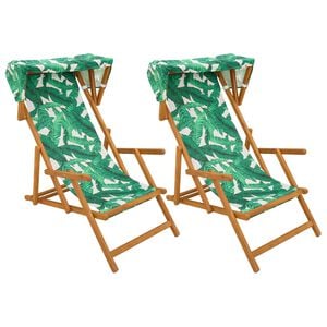 vidaXL Ležalnik 2 pcs 3 Položaj Trdna Eukaliptusova Les Vzorec listja