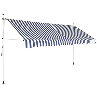 vidaXL Ročno zložljiva tenda 400 cm modre in bele črte