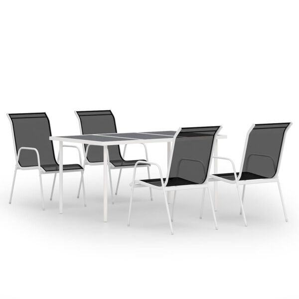 vidaXL Zunanja jedilna garnitura 5-delna jeklo črna