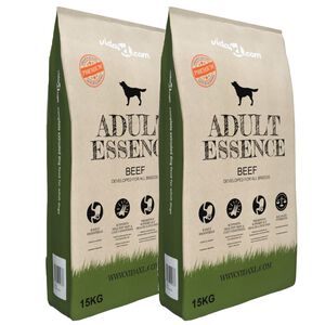 vidaXL Premium suha pasja hrana Adult Essence Beef 2 kosa 30 kg