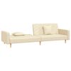 vidaXL Kavč dvosed z leži&scaron;čem in dvema blazinama krem blago