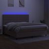 vidaXL Box spring postelja z vzmetnico LED taupe 200x200 cm blago