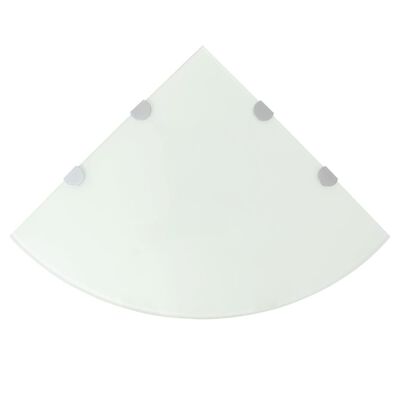 vidaXL Kotne police 2 kosa s kromiranimi nosilci steklo belo 45x45 cm