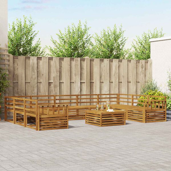 vidaXL Sedežne garniture 10 pcs Naravna Masiven les akacije