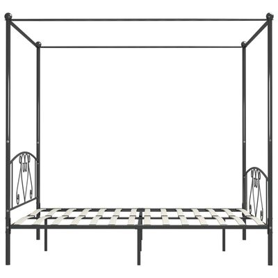 vidaXL Posteljni okvir z ogrodjem za baldahin siv kovinski 180x200 cm