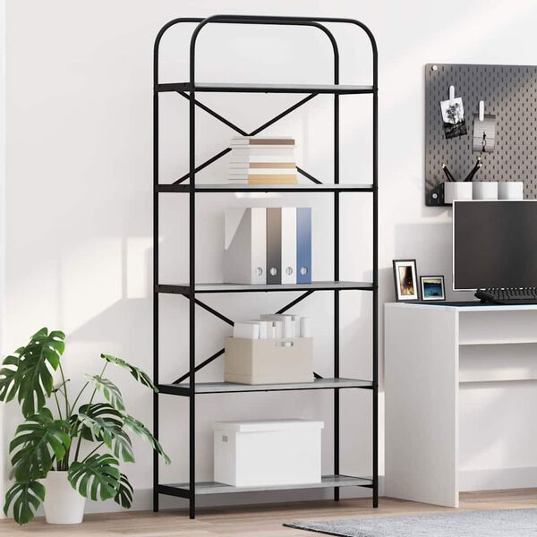 vidaXL Knjižna polica Siva Sonoma 80 x 30 x 183 cm Konstruiran les