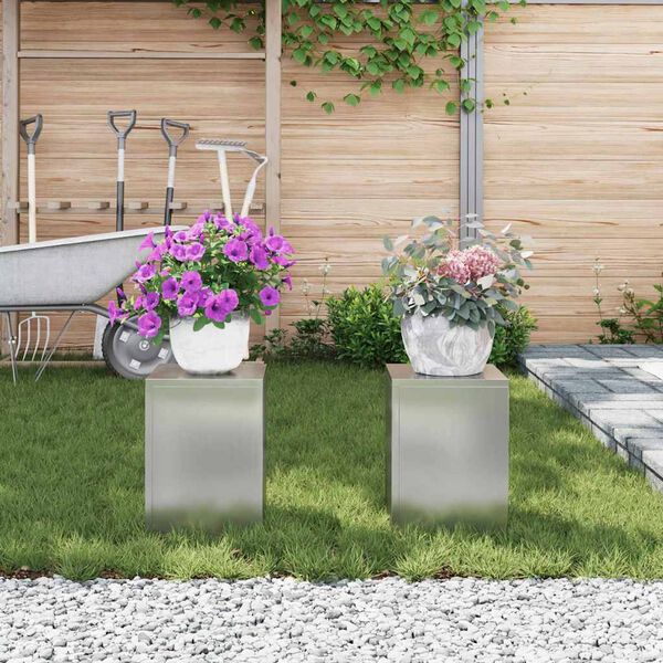 vidaXL Stojalo za rastline 2 pcs srebrna 24 x 24 x 35 cm