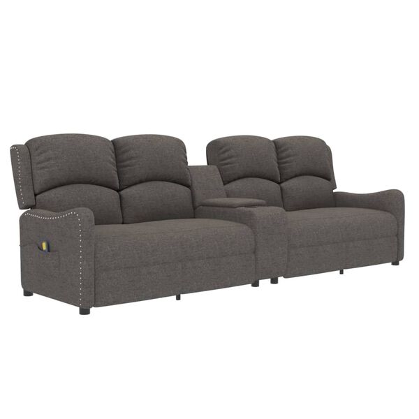 vidaXL Masažni štirised z držali za skodelico svetlo sivo blago