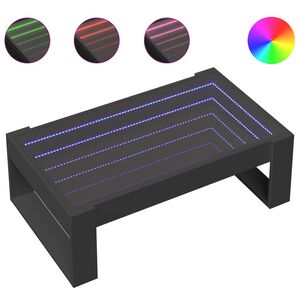 vidaXL Klubska mizica z neskončnimi LED črna 90x53x30 cm